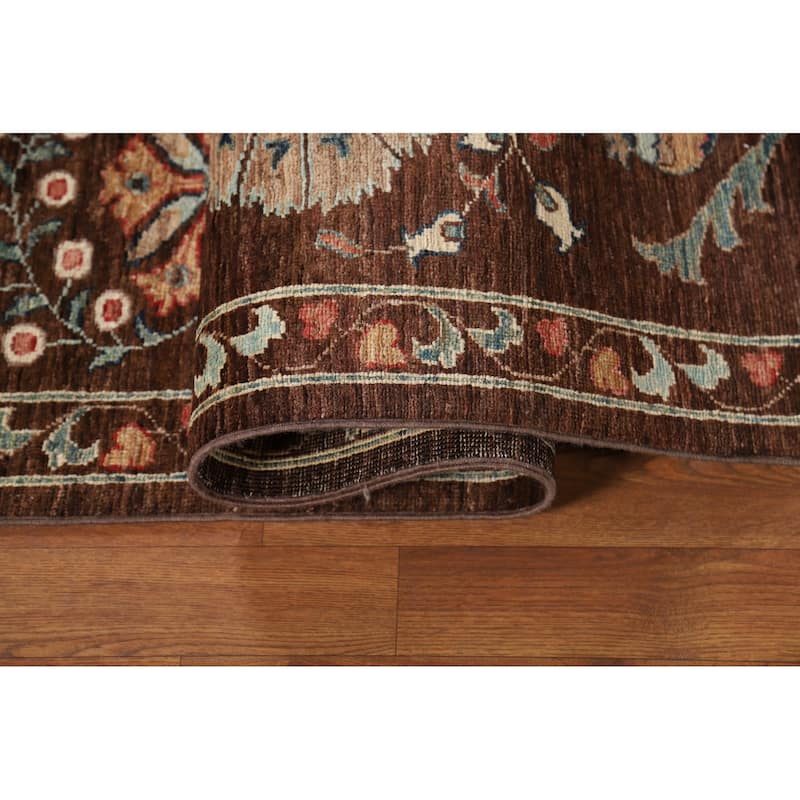 Brown Vegetable Dye Ziegler Oriental Area Rug Handmade Wool Carpet - 7'3" x 9'10"