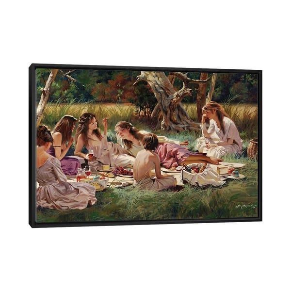 slide 2 of 12, iCanvas "The Picnic" by Maher Morcos Framed Black - 26x40