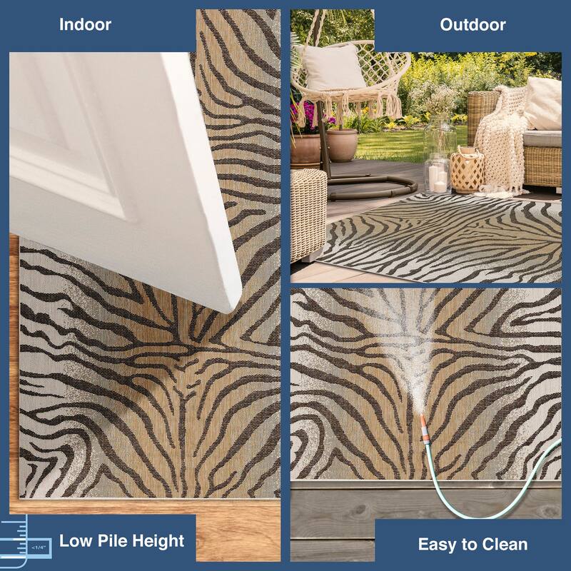 Liora Manne Carmel Zebra Indoor/Outdoor Rug Sand