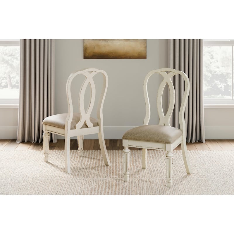 Signature Design By Ashley Realyn Dining Room Chair - Set of 2 - Chipped White - 19.5" W x 24" D x 40.38" H