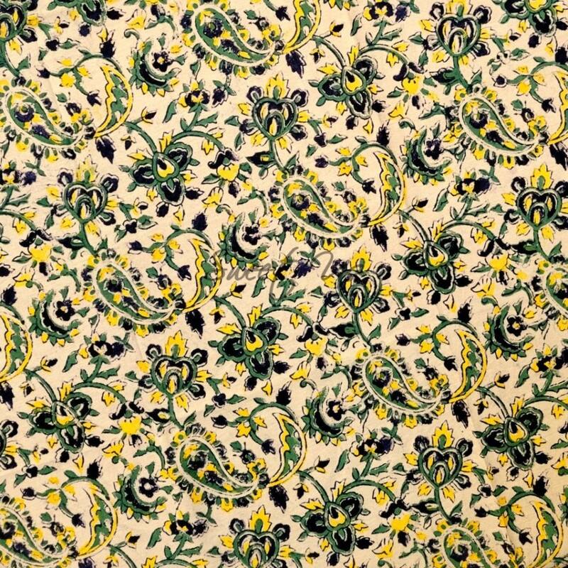 Block Print Tablecloth Round, Floral Paisley Love Gold - Paisley Love, Black Green Yellow