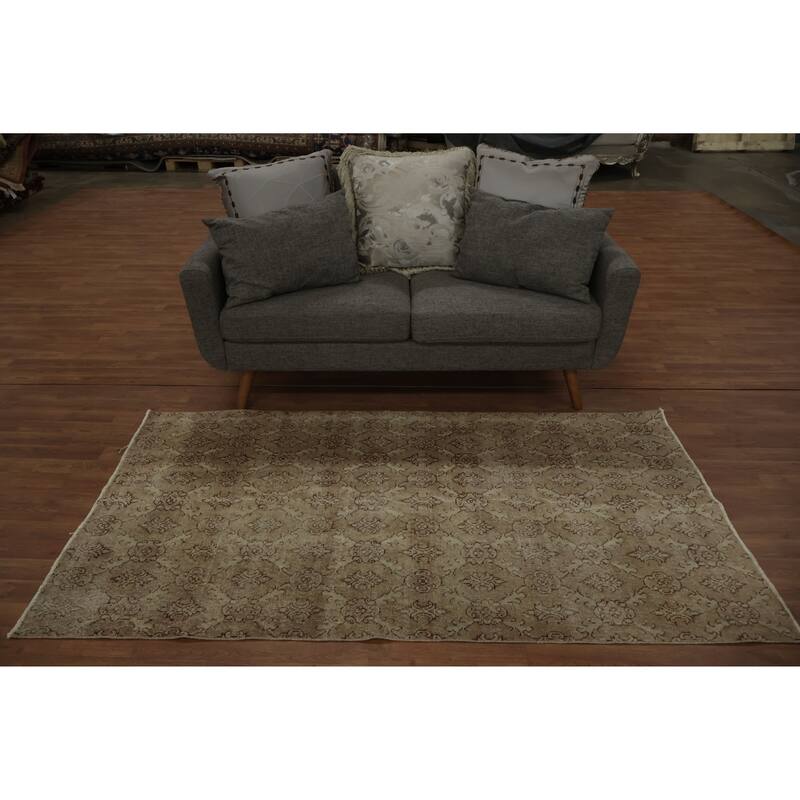Hand Knotted Oriental 100% Wool Carpet Transitional Floral Beige & Ivories Anatolian Area Rug - 6' 8'' X 3' 9''
