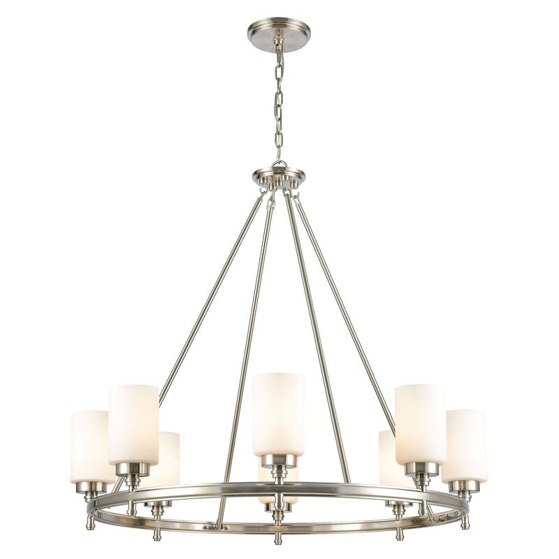Elk Home Dawson Satin Nickel With Opal White Glass 8 Light Chandelier - Satin Nickel