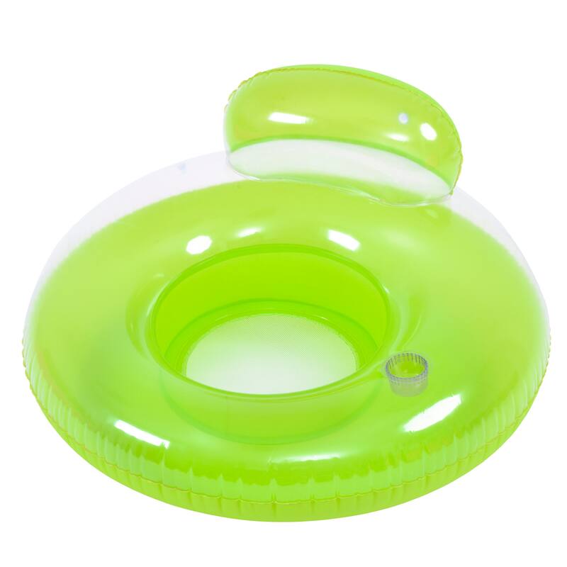 46.5" Green Inflatable Inner Tube Pool Float with Backrest