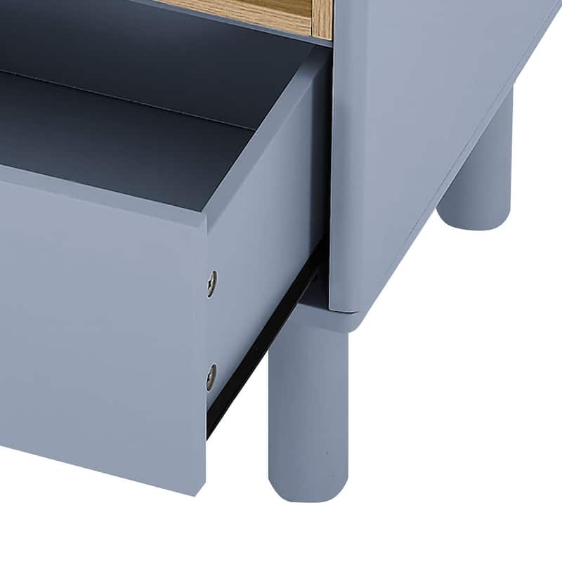 Modern Stylish Freestanding Nightstand with Leather Handle