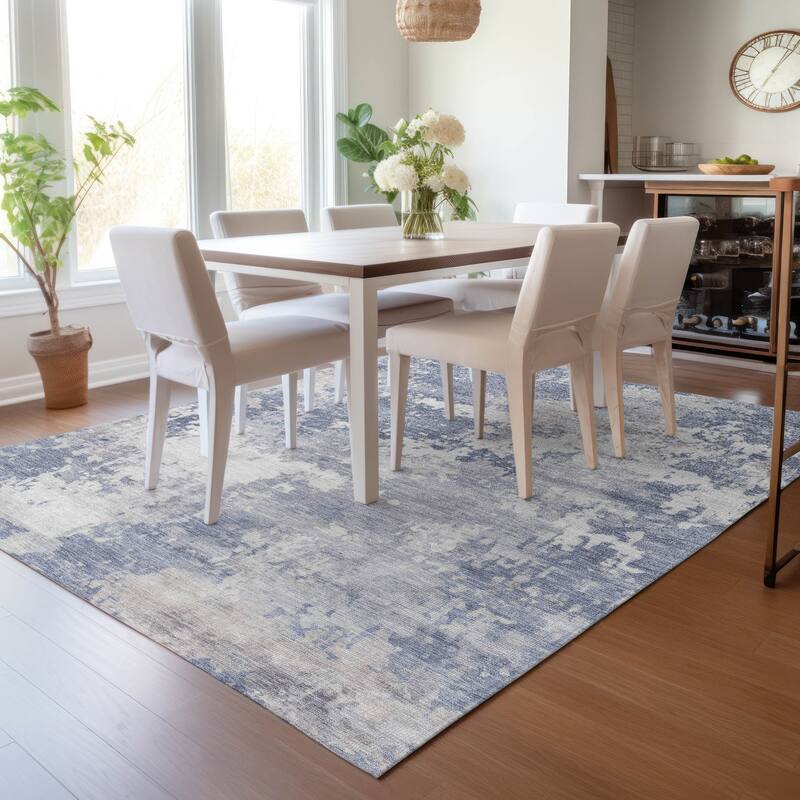 Machine Washable Indoor/Outdoor Contemporary Blend Chantille Rug