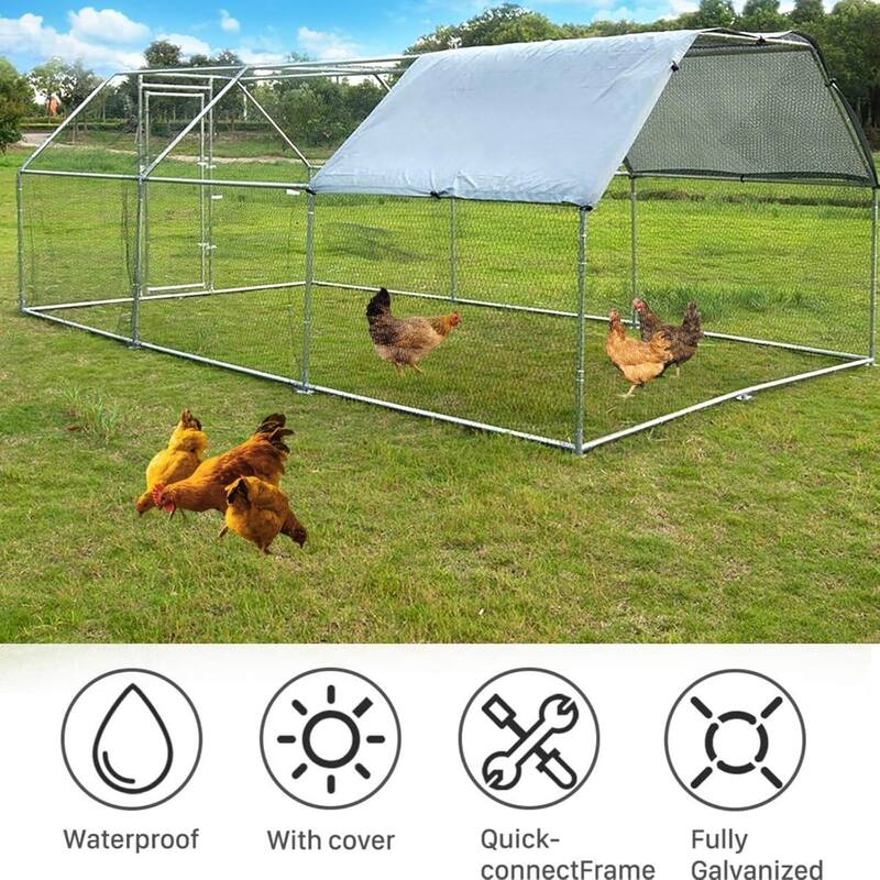 Waterproof Large Metal Chicken Coop for Outdoor Back Yard Farm