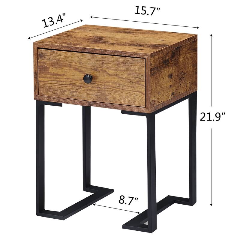 VECELO Modern 1-Drawer Wood Nightstands