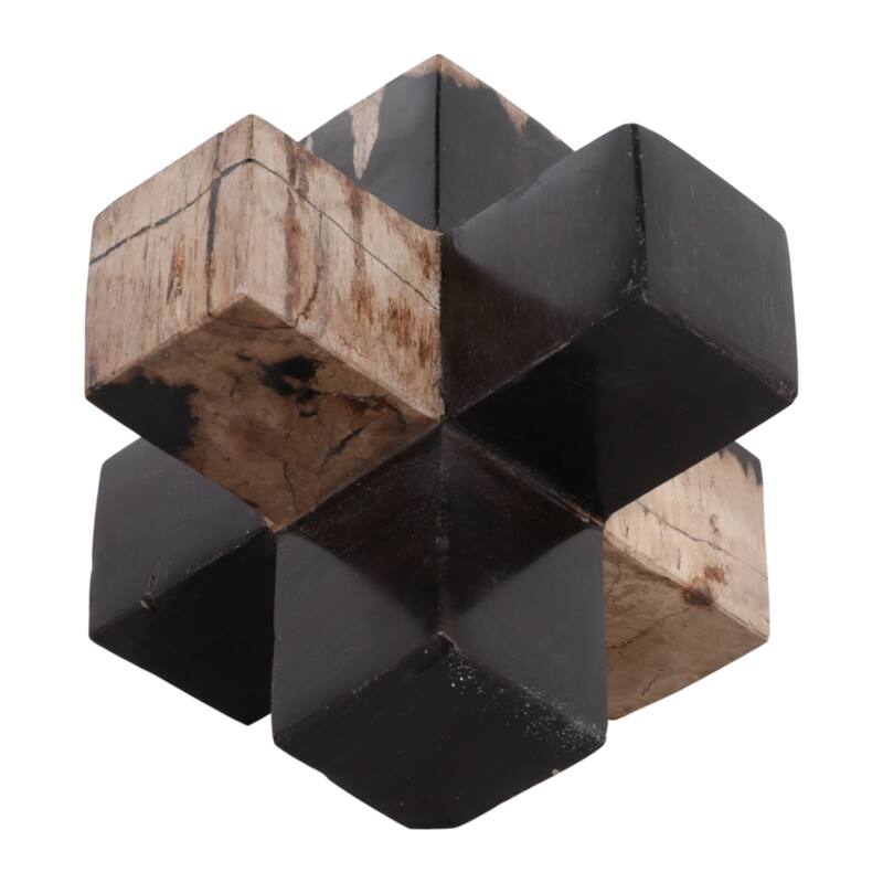 Wood Decorative Object Geometric Design for Home Bedroom Office Decor - 5" x 5" x 5"
