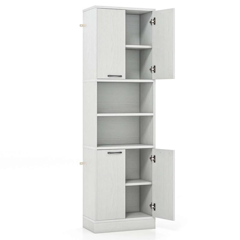 Costway 75" Tall Bathroom Storage Cabinet with 4 Doors & 2 Open - See Details