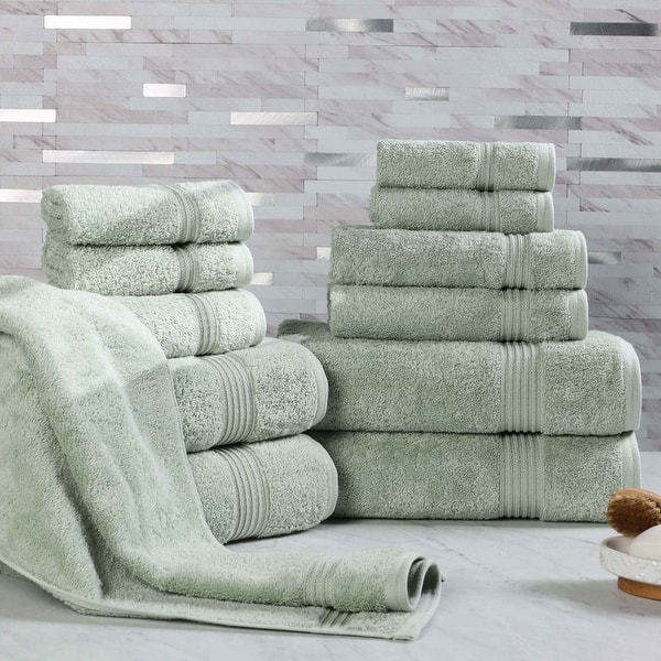 slide 2 of 8, Superior Heritage Egyptian Cotton Absorbent 12-Piece Towel Set Sage