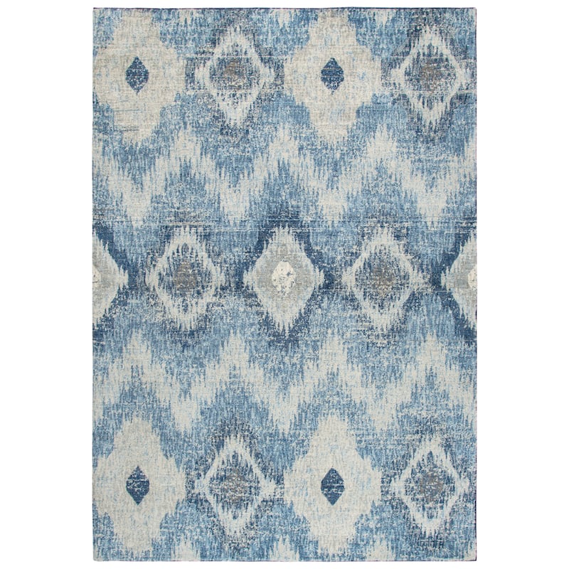 Alora Decor Euphoria Ikat Wool Rug - 5' x 8' - Light Grey/Blue