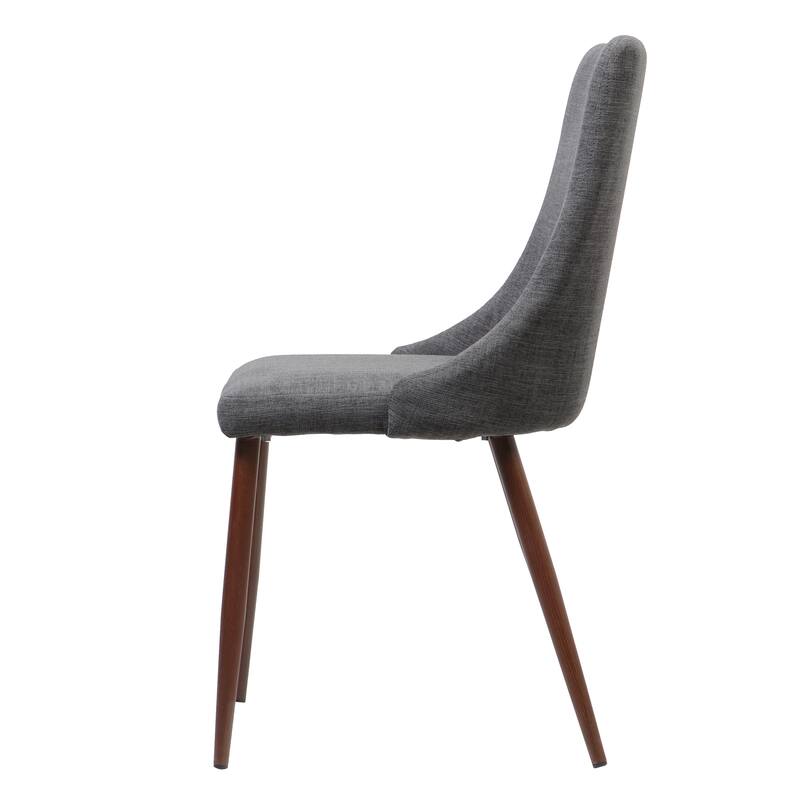 Set of 2 Light Grey Upholstered Dining Chairs with Iron Legs, Kitchen Armless Chairs, Modern Home Breakfast Corner Chair