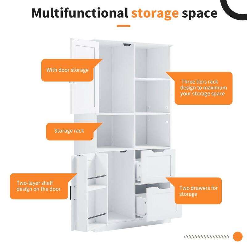 Bathroom Storage Cabinet with Doors and Drawers
