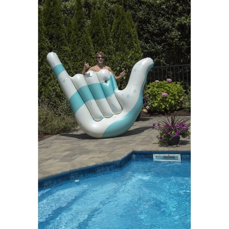 Inflatable Swimming Pool White and Blue Hang Loose 2 Lounger Ages 7 and Up 8"