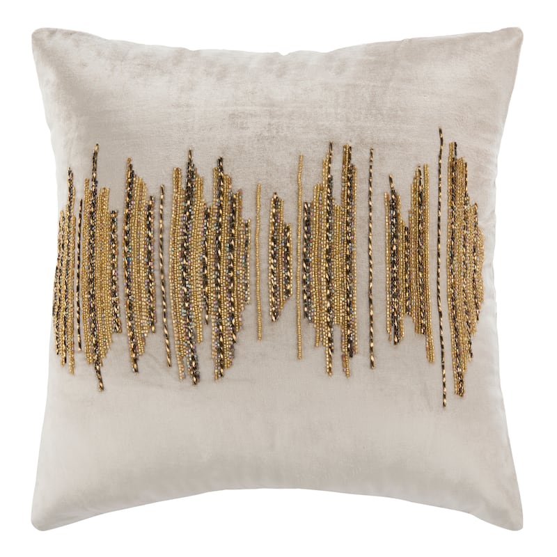 SAFAVIEH Ceciel Darling Boho Sequin Beige/ Gold 20-inch Decorative Pillow