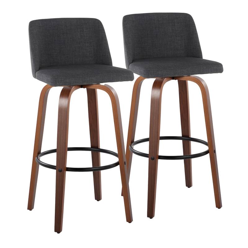 Carson Carrington Vallberga 30" Fixed-Height Bar Stool with Walnut Wood Base (Set of 2)