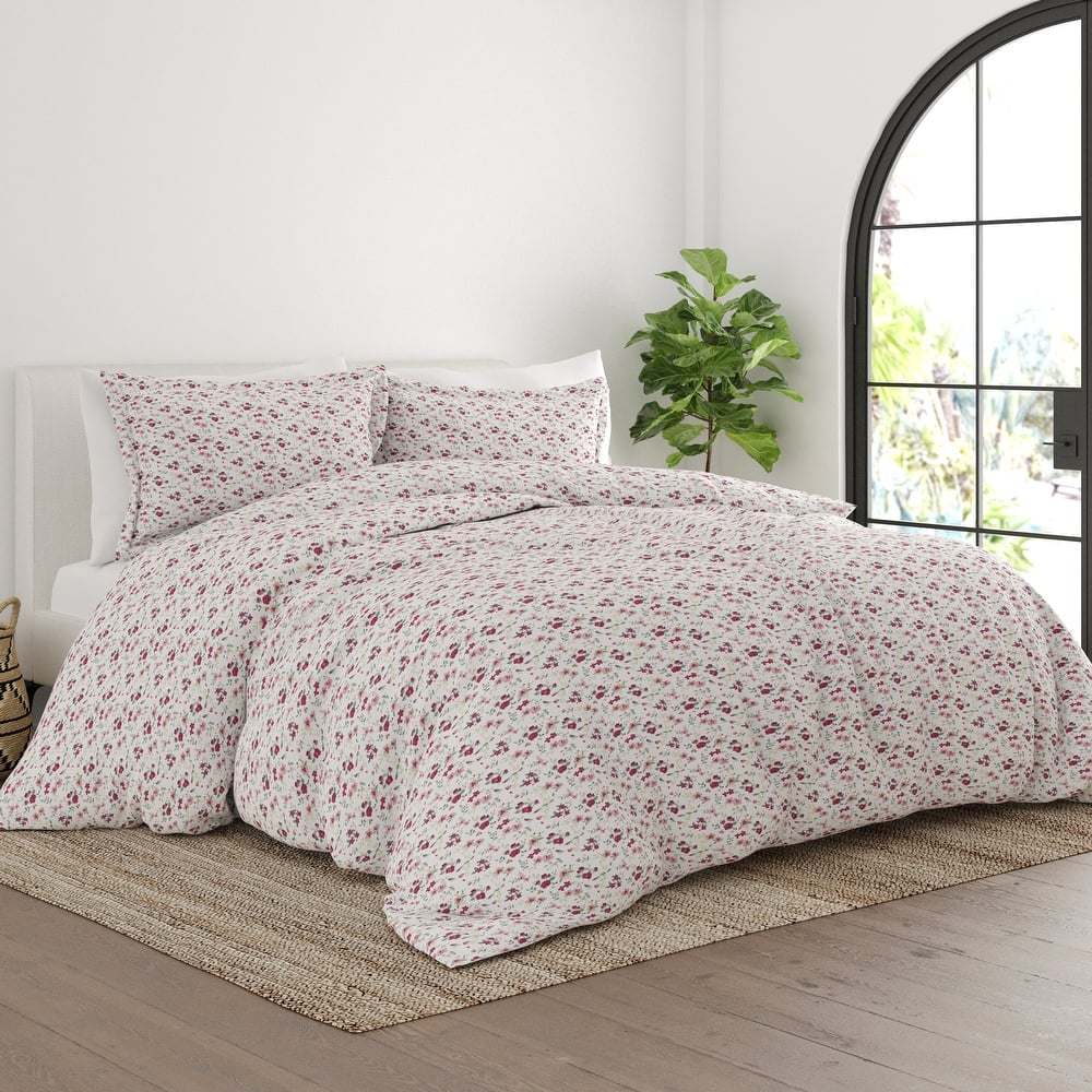 Simply Soft Oversized 3 Piece Blossoms Print Duvet Cover Set