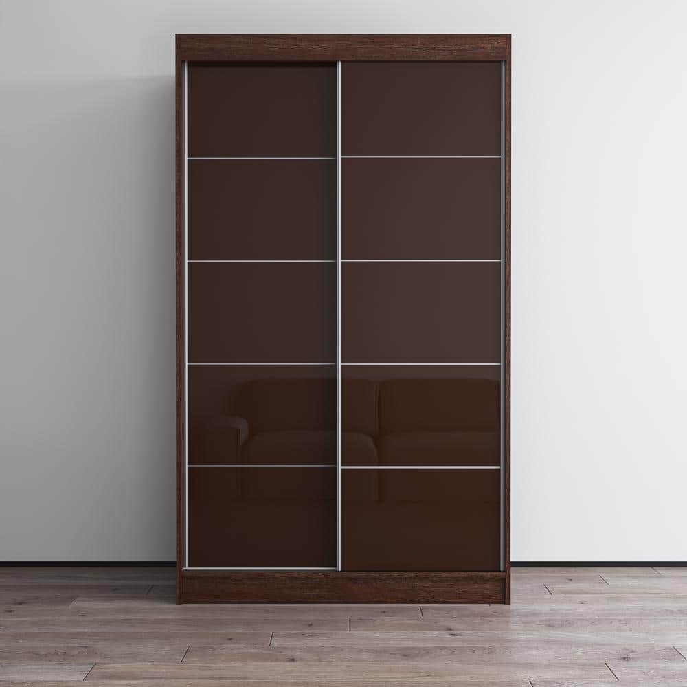 Meble Furniture Aria 2-Door 59-Inch Wide High Gloss Modern European Wardrobe Armoire