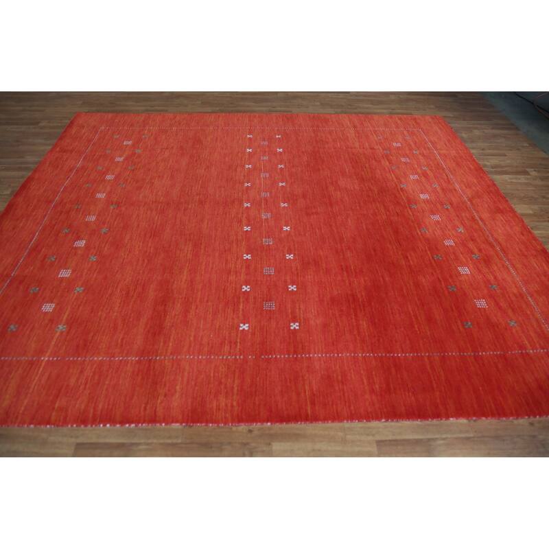 Hand Knotted Oriental 100% Wool Carpet Tribal Tribal Oranges & Rust Gabbeh Area Rug - 9' 7'' X 8' 3''