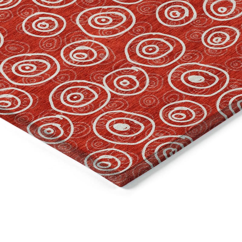 Machine Washable Indoor/ Outdoor Chantille Contemporary Bubbles Rug
