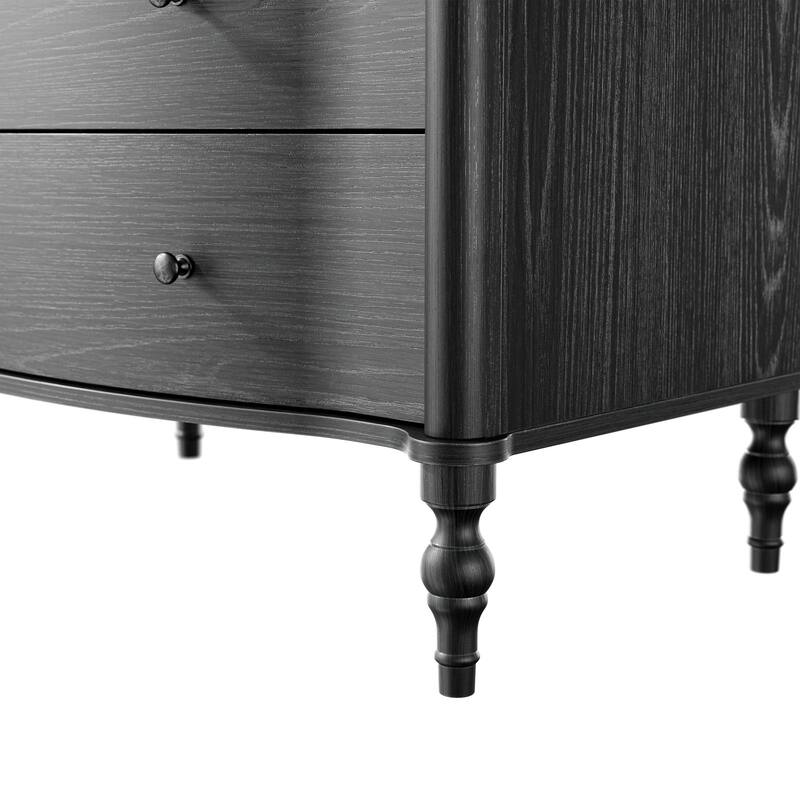 5 Drawer Chest Dresser for Bedroom, Wooden Chest of Drawers with Turned Solid Wood Legs, Modern Storage Dresser, 32.8" Wide