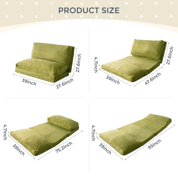 dimension image slide 21 of 31, Corduroy Bean Bag Folding Sofa Bed