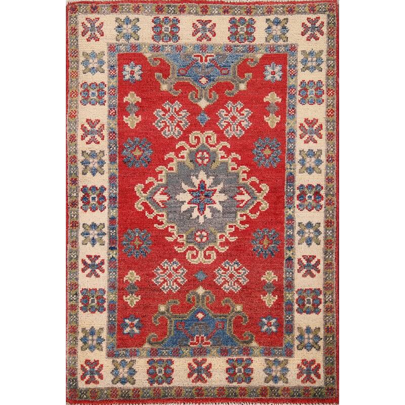 Red Kazak Accent Rug Handmade Wool Carpet - 2'2" x 3'0"
