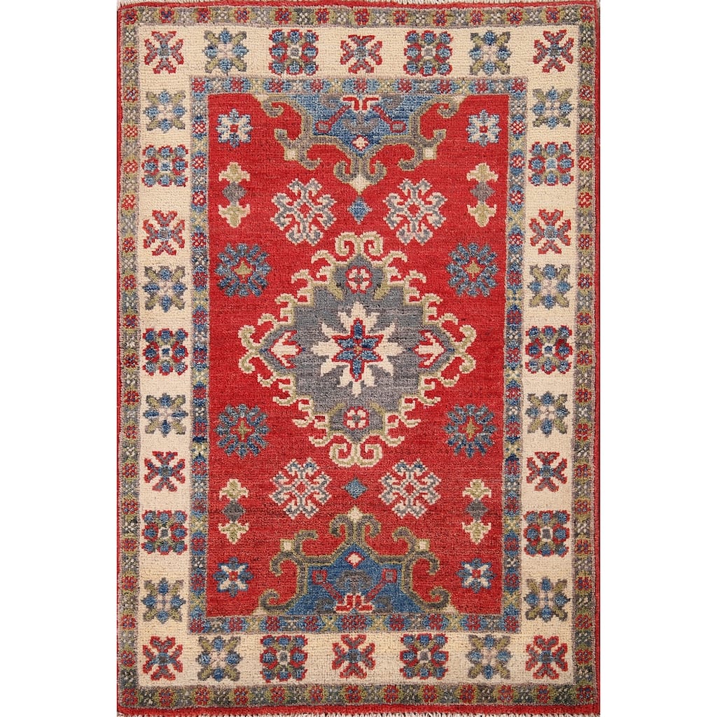 Red Kazak Accent Rug Handmade Wool Carpet - 2'2" x 3'0"