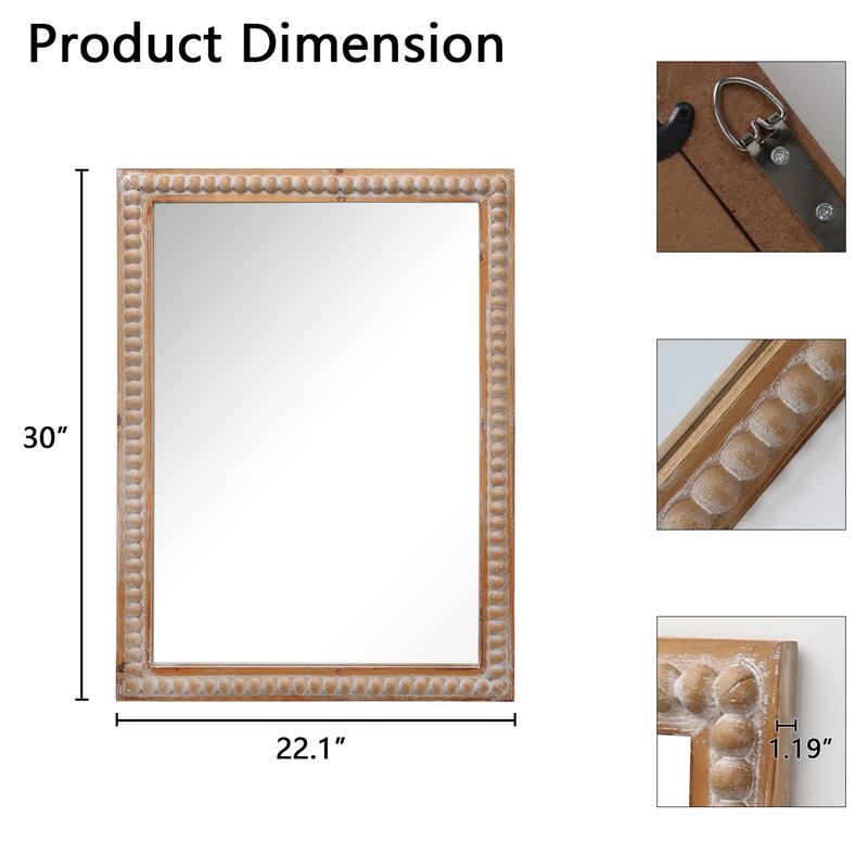 22x30 Inch Wood Framed Wall Mirror