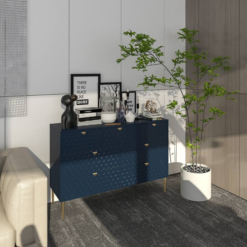 Multi-Functional TV Stand Storage Cabinet Sideboard Bucket Cabinet with Tapered Legs, Dresser Dining Cabinet with Drawers