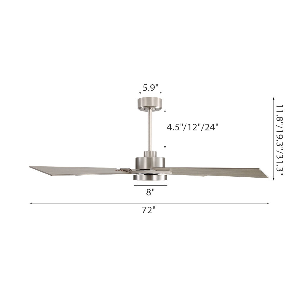 MLiAN 56 In./ 72 In. 4 Plywood Blades Indoor LED Light Ceiling Fan with Remote...