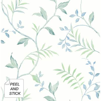 NextWall Watercolor Leaf Trail Peel and Stick Wallpaper - 20.5 in. W x 18 ft. L