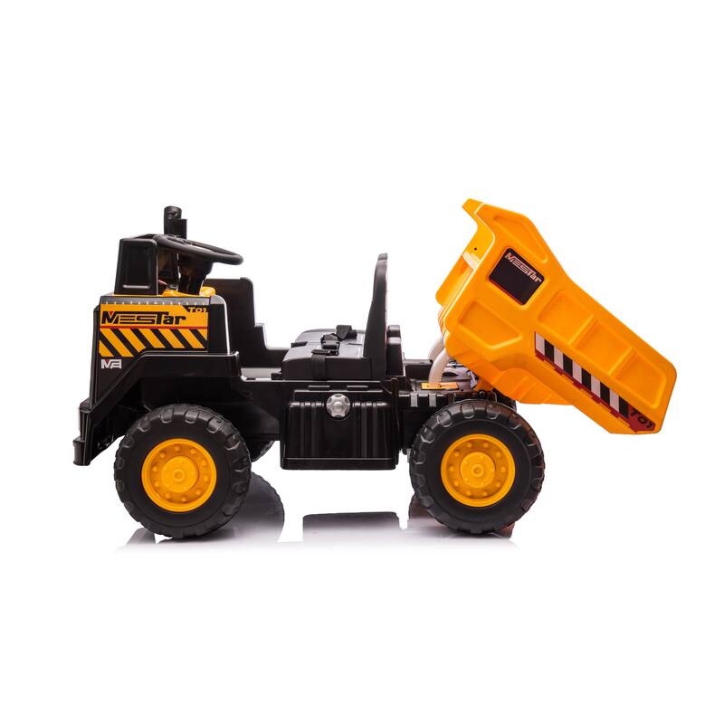 24V Electric Kid Ride On Car with Remote Control, 2 Seater 24" Wideth Ride on Engineering Vehicles for Kids - Yellow