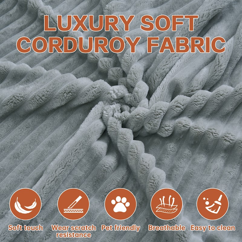 Corduroy Chaise Sectional Sofa Convertible Modular Sleeper Couch