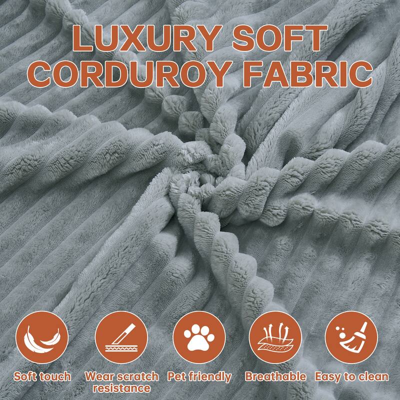 Rossetta Modern Minimalist Style L-Shape Compressed Corduroy Sectional Sofa with Right-Facing Chaise