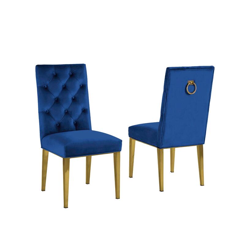 Best Quality Furniture Button Tufted Back Side Chairs with Gold Stainless Steel Legs