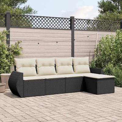 vidaXL Patio Sofa Set with Cushions Outdoor Conversation Furniture Poly Rattan - 21.7 x 21.7 x 14.6