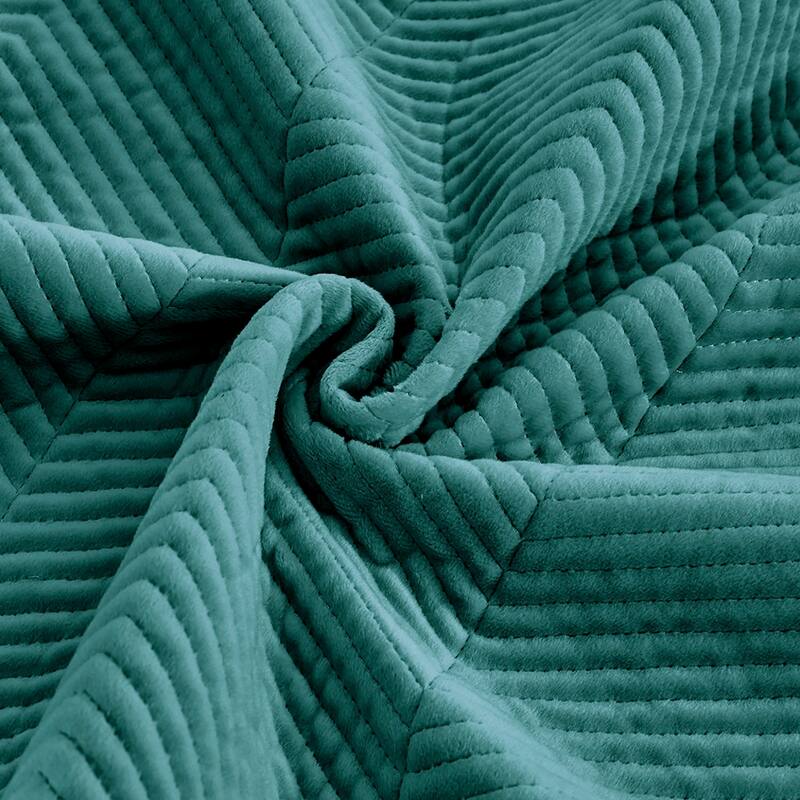 Pointehaven Heavy-Weight Oversized Chevron Design Velvet Quilt Sets