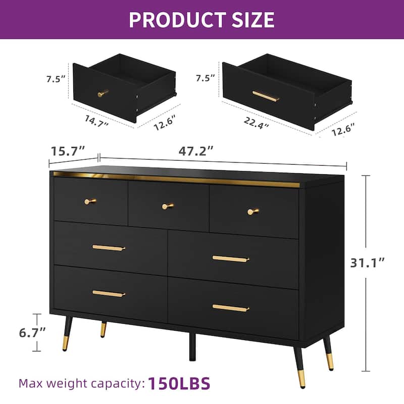 Moasis 7 Drawer Double Dresser Storage Dresser