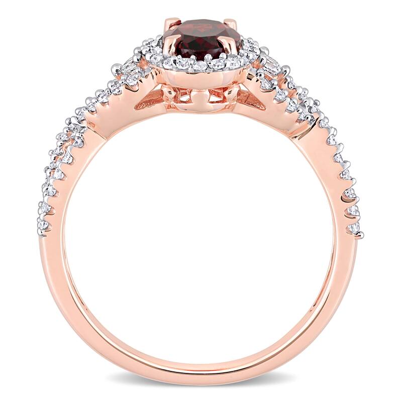 Miadora 10k Rose Gold Garnet, White Sapphire and 1/3ct TDW Diamond Halo Infinity Ring