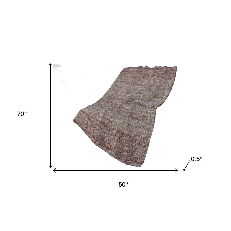 HomeRoots 50" X 70" Burgundy And Beige Abstract Polyester Woven Plush Throw Blanket