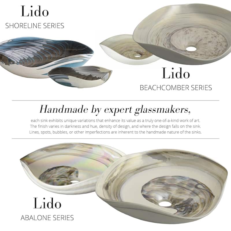 Lido Handmade Murano Glass Bathroom Sink - 14.75x14.75x4