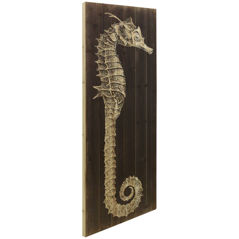 "Seahorse A" Arte de Legno Digital Print on Solid Wood Wall Art