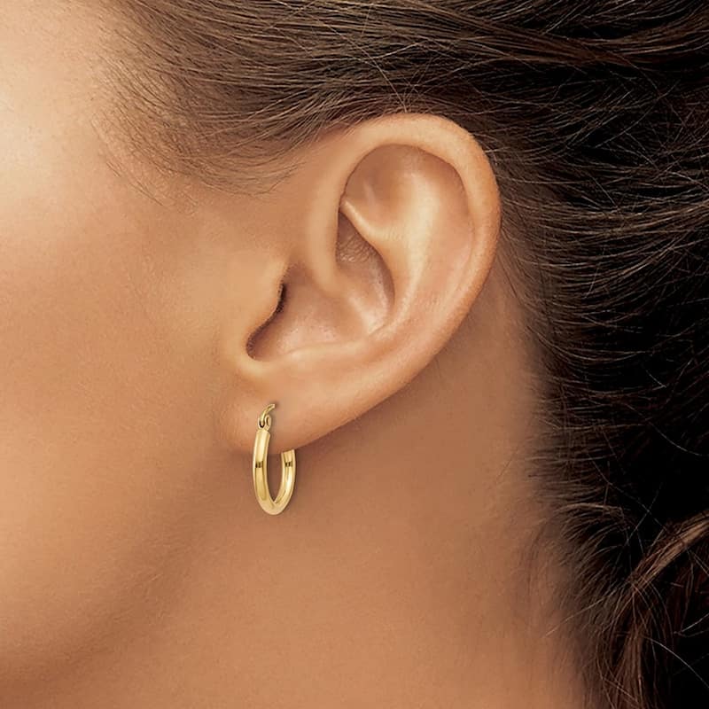 Curata 14k Yellow Gold Polished Hoop Earrings - 15x15mm