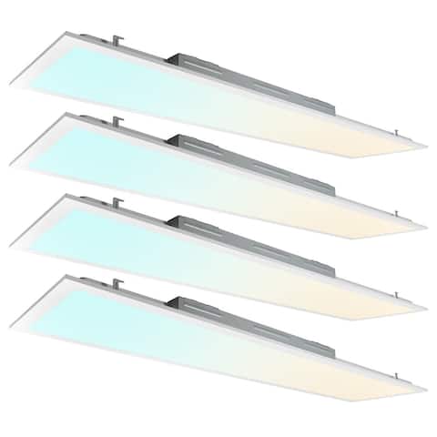 Luxrite 1x4 FT LED Light Panel, 20/25/30W, Color Select 3500K 4000K 5000K, Dimmable, 2500/3125/3750 Lumens (4 Pack)