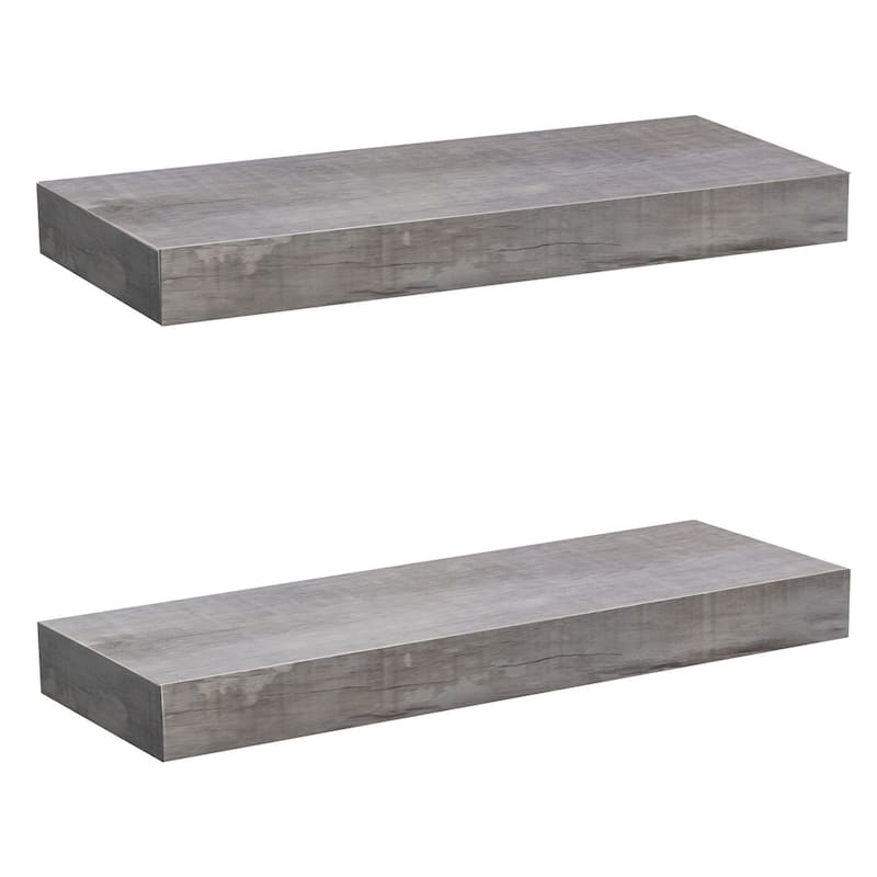Floating Shelf Set Rustic Wood Hanging Rectangle Wall Shelves (2-Pack) - 16.25" L x 5.50" W X 1.50" H