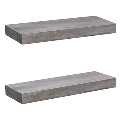 Floating Shelf Set Rustic Wood Hanging Rectangle Wall Shelves (2-Pack) - 16.25" L x 5.50" W X 1.50" H