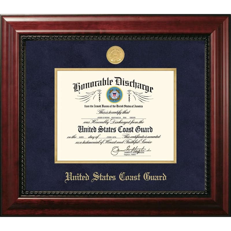Patriot Frames Coast Guard 8.5x11 Discharge Executive Frame with Gold Medallion and gold Filet