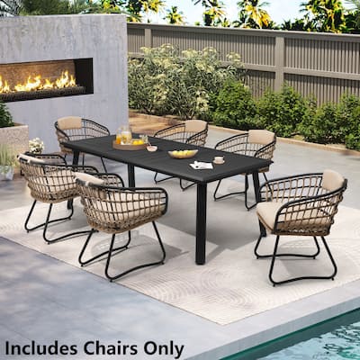 Outdoor Patio Wicker Dining Chairs PE Rattan Seating Set with Cushion